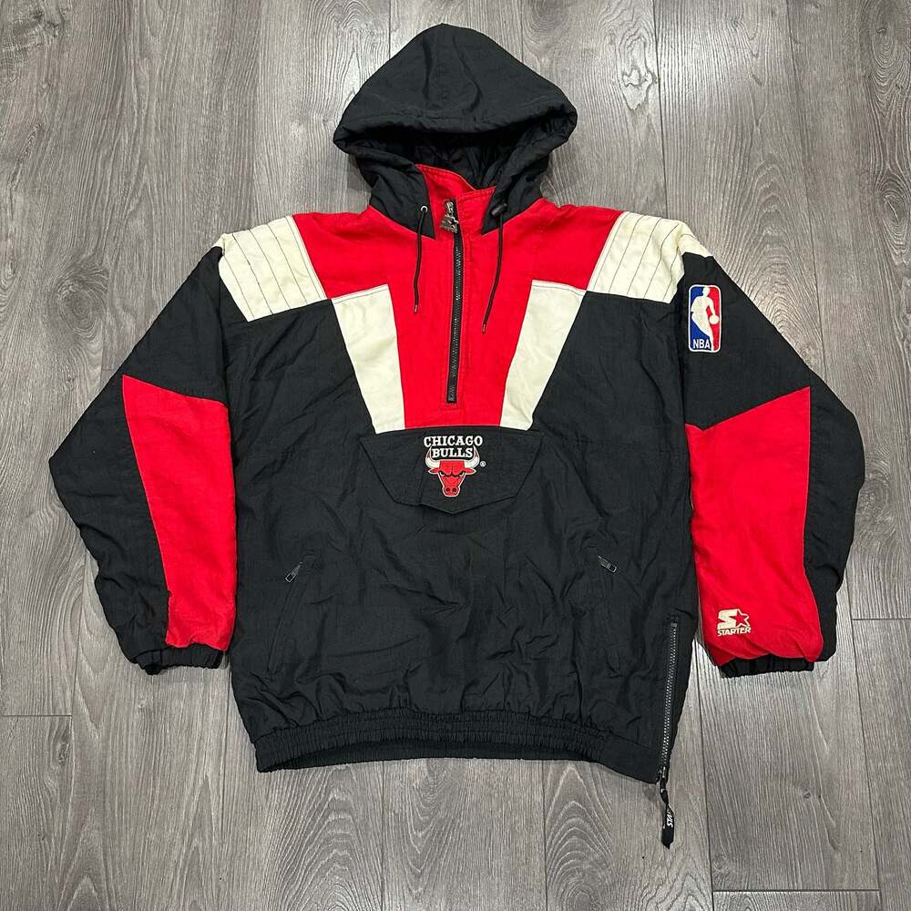 Vintage Starter Chicago Bulls NBA Half-Zip Pullover Jacket XL - Made in Korea